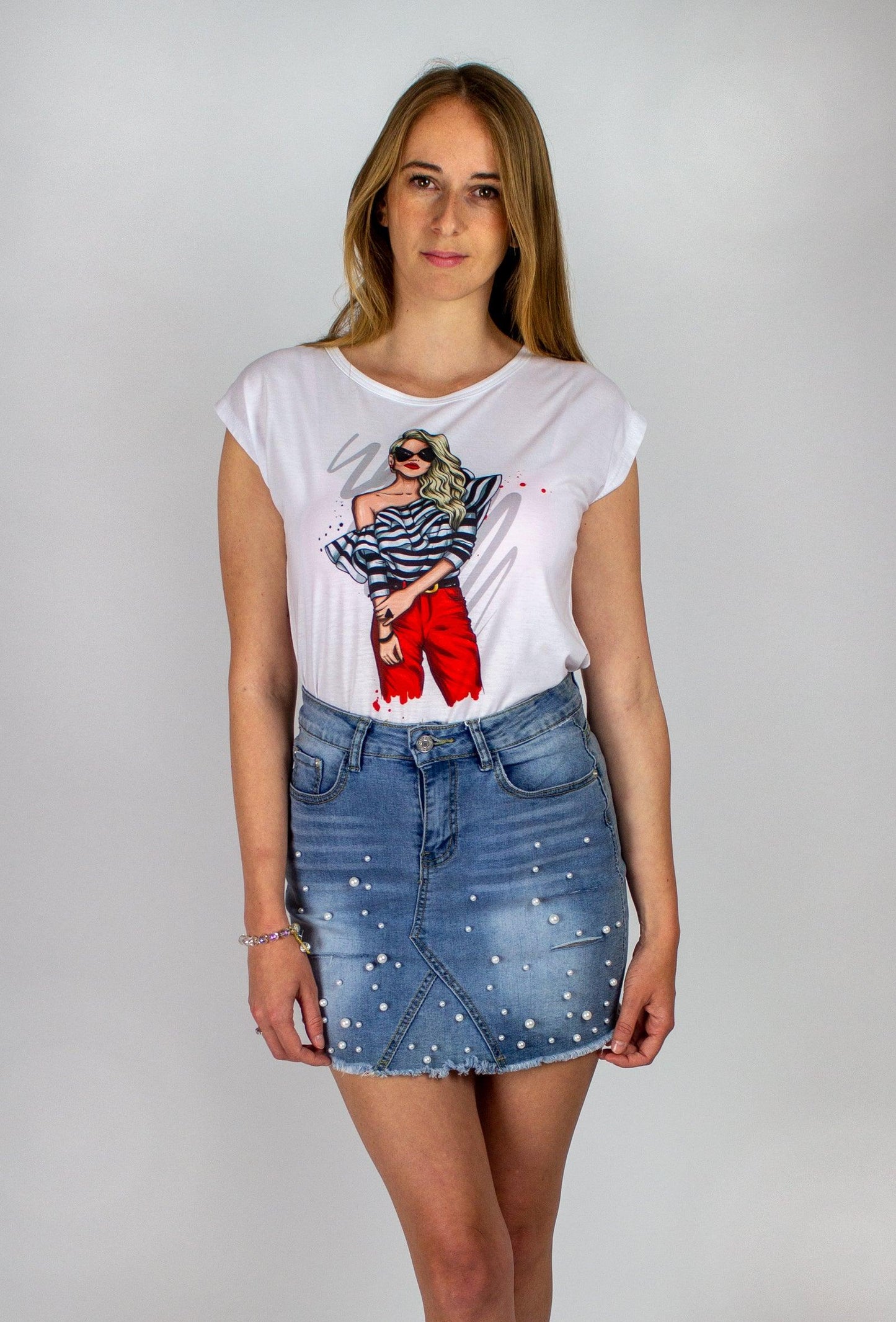 Mintás fehér póló - Chili dresses - Felső