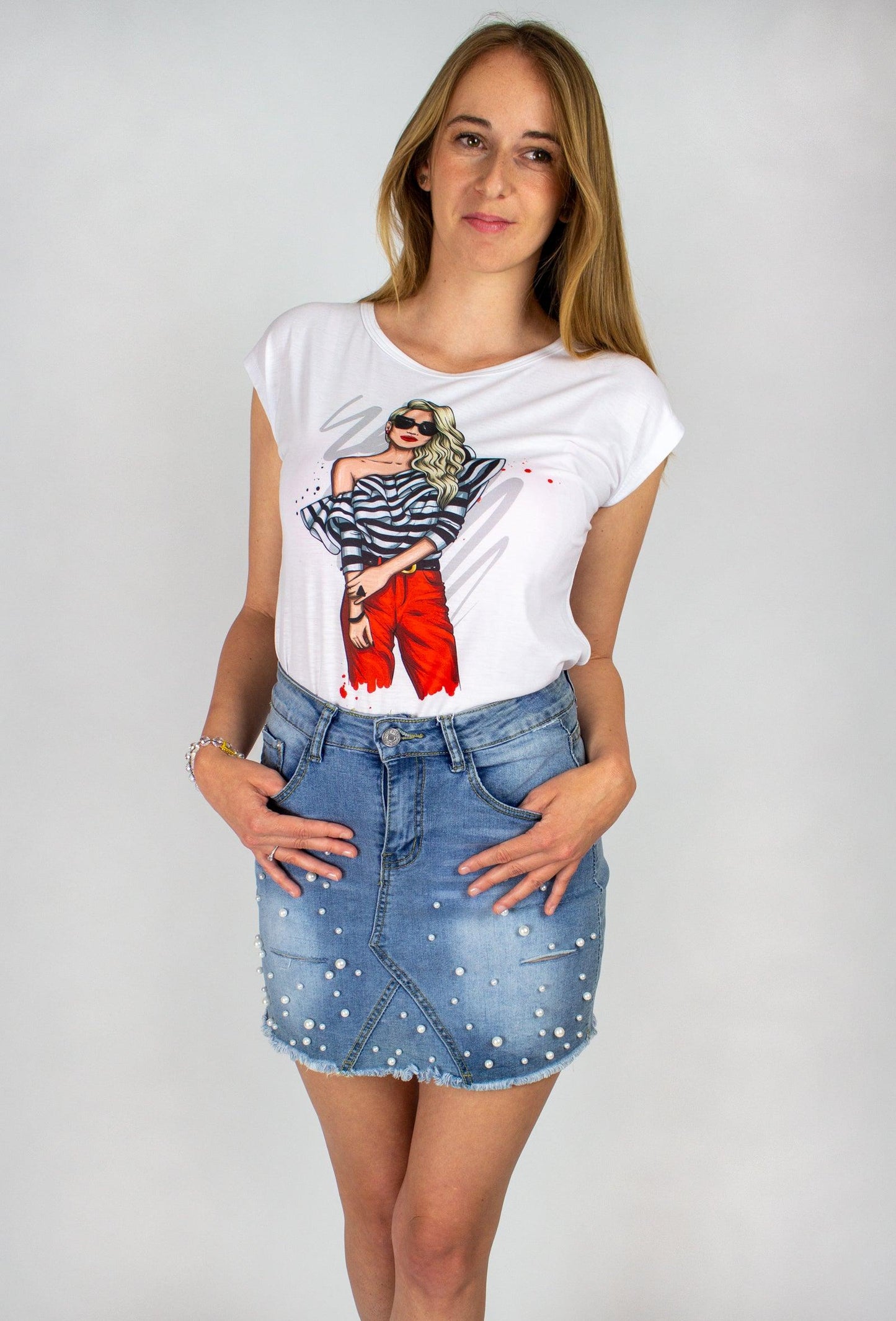 Mintás fehér póló - Chili dresses - Felső