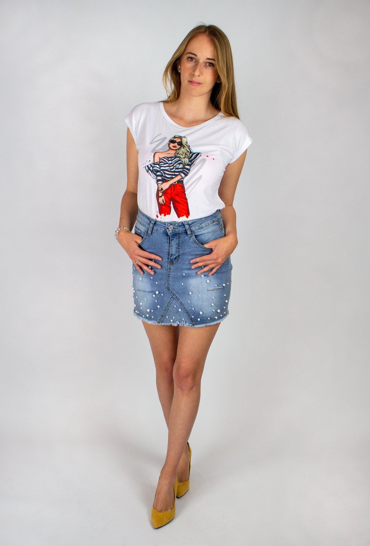 Mintás fehér póló - Chili dresses - Felső