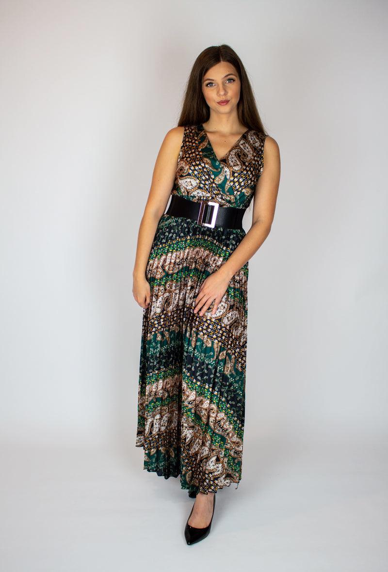 Sötétzöld pliszírozott maxiruha - Chili dresses - Ruha