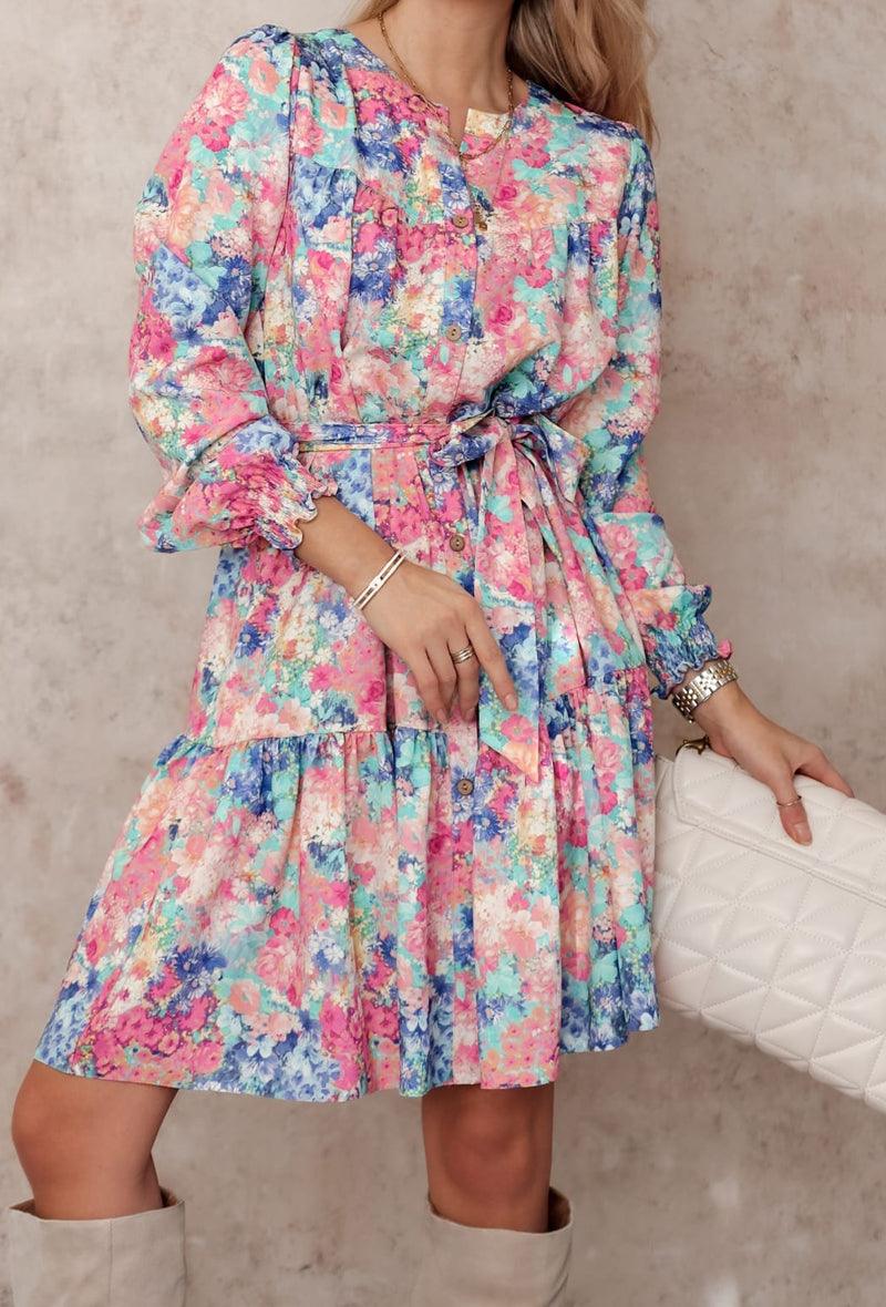 Hosszú ujjú virágos ingruha - CHILI dresses
