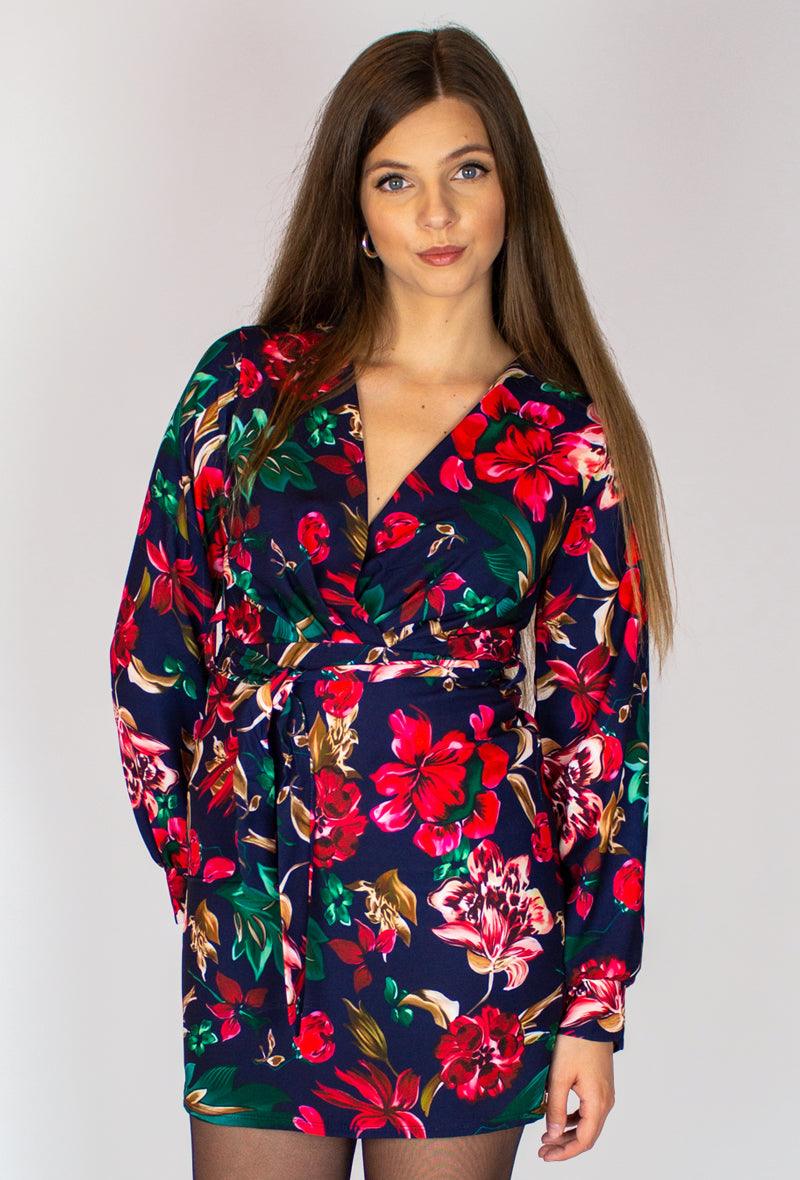 Sötétkék virágos ruha - Chili dresses - Ruha